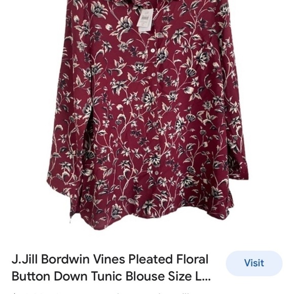 J. Jill 3X Bordwin Vines pleated Button Down Tunic Blouse - Picture 8 of 8